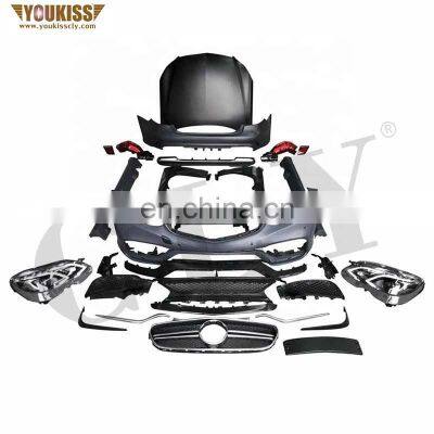 Body Kit Bumper Lip Engine Hood Diffuser For Benz E200 W212 E Class Upgrade E63S AMG Body Kit Grille Side Skirt Headlight Fender