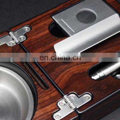 Glossy Finished Wooden Cigar Ashtray With Cutter and Puncher Cigar Ashtray and Cutter Ashtray photo-4