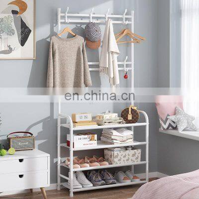 Modern Simple Design Assemble Shoe And Hat Metal Storage Rack With Hanger