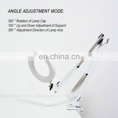New Upmarket Handicraft Beauty Worktable Lamp Tricolor Adjust Stepless Dimming USB Button Switch 5D Glasses LED Magnifying Lamp photo-5