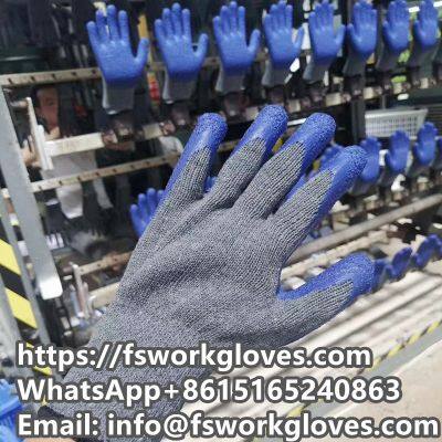 10Gauge 2Yarn Polycotton Liner Crinkle Latex Coated Gloves Latex Coated Work Gloves Latex Dipped Gloves photo-3