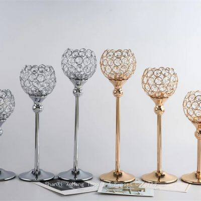 Crystal Tealight Candle Holders Metal Candlesticks Wedding Table Centerpiece Party Christmas Home Decoration photo-2