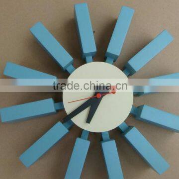 Popularoriginal Quality Design Blue Wood Block Wall Clock photo-3