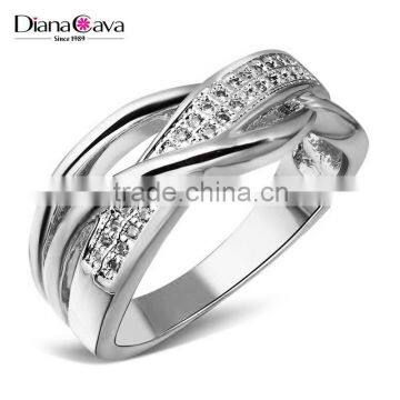 New Product 2017 Cubic Zirconia Hong Kong Factory 2-Tone Plated Wedding Band Ring photo-2