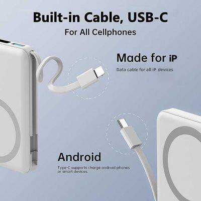 2024 New Arrival Mini Power Bank Portable Charger With Built-in Cables and 10000mAh Compact Slim Power Bank for Cell Phones photo-5