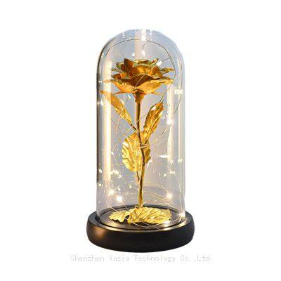 Rosa Eterna para Siempre en Cúpula de Vidrio con Caja de Regalo con Luz LED para Mamá, Mujer, Día de San Valentín, Día de las Madres a Granel