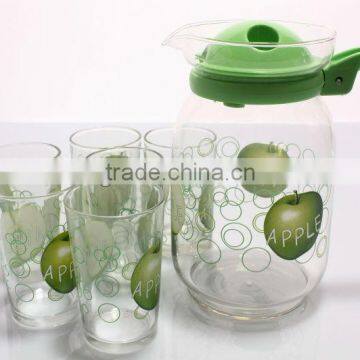 Elegant designs 7 pcs glass drinking pitcher set