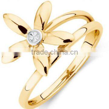 wholesale custom popular yellow gold plated rings ladies fashion flower ring