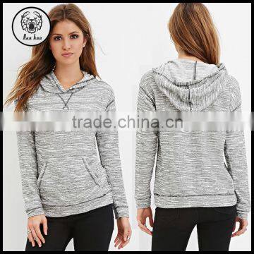 Autumn Lightweight Heathered Knit Pullover Hoodies with Front Pocket
