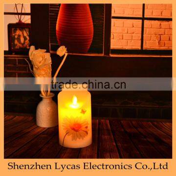 Battery-Operated LED White flower decal Electric Candle