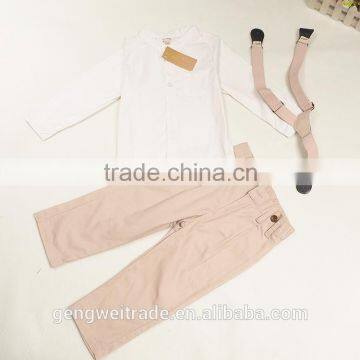 New 2015 Autumn Baby Boy Suit Handsome Boys Clothing Set With Adjustable Straps Shirt+pants photo-2