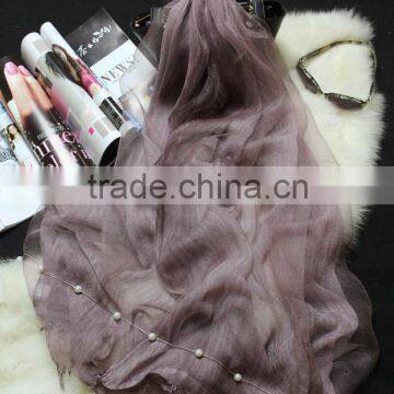 Fashion Luxury Tie Dye Double Layer Wool Cotton and 100% Real Silk Scarf for Women Quality Choice