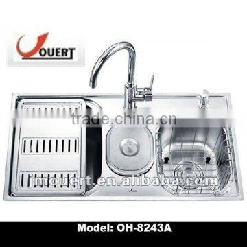 Srainless Steel Double bow Kitchen Sink with dustbin potable sink