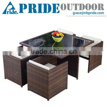 Simple Design Dining Room Furniture Garden 4 Chairs Rattan Wicker Outdoor Tea Dinning Table Set