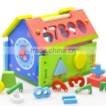 wooden block DIY toys doll house