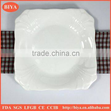 wholesale customized sculpture flower new design dinner white porcelain square dinner plates for hotel restaurant home ceramic