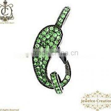 925 Silver Lock Clasp Finding ,Tsavorite Gemstone Pave Jewelry Lock Finding, Gemstone Designer Handmade Components Wholesaler