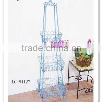 LC-84127 Wrought iron metal 4 tiers floor flower basket