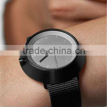 Brushed Black Case Stainless Steel Japan Miyota Movement 3ATM Water Resistant Grey Nylon Strap Watch photo-6