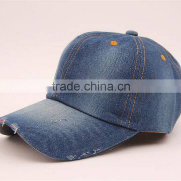 DMH002 Fashion washing sport caps 6 panel denim baseball caps New snapback hat