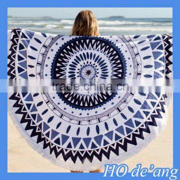 Hogift 2016 New Arrival Summer Large Microfiber Printed Round Beach Towel With Tassel Circle Beach Towel