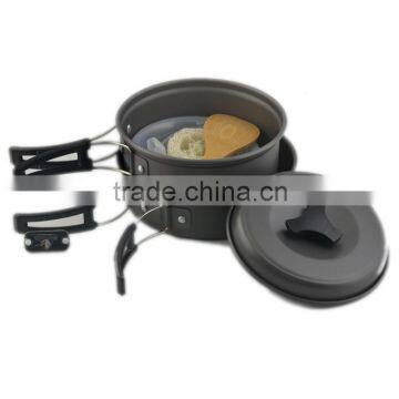 2015 new arrived hot sale camping backpack mini castamel cookware saucepan fry pan cookware set