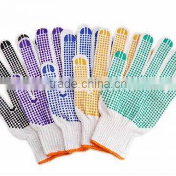 cheap price colored cotton gloves,colored PVC dotted gloves