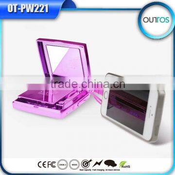 Special design make up mirror function 6000mah power bank for ipad/iphone