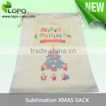 New Direct Factory Sublimation Chrismas canvas Sack Drawstring Bag