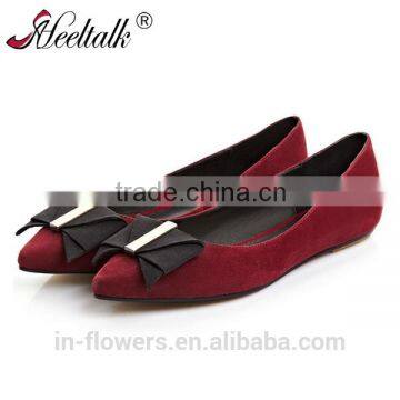 Wholesale high quality suede sheepskin pointed toe fashion womens flat shoes