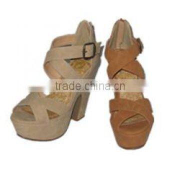 Hot Sale 2014 New Women's Summer High-helled Sandals, Deerskin Flocking Shoes photo-4