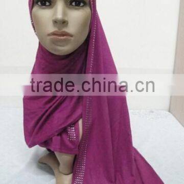 JL072 Latest Cotton Jersey Scarf With Rhinestones photo-4