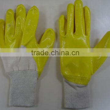 nitrile gloves; nitrile work gloves ; interlock fabric with nitrile coated gloves+knit wrist; gloves for industrial use