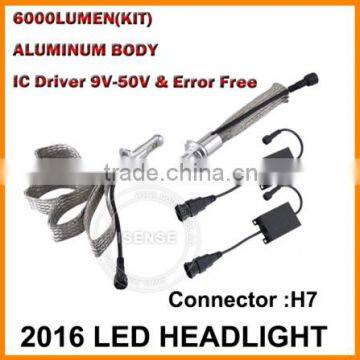 6000lm Fanless Auto Parts Aluminium Body H7 Led Headlight Bulb photo-2