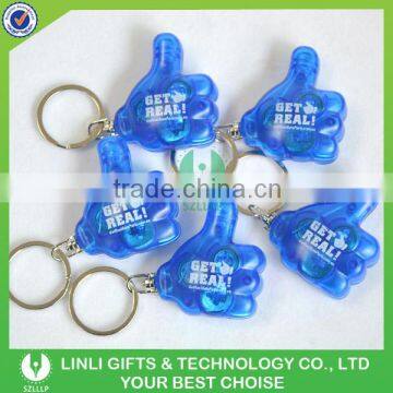 Oem logo plastic thumb shape mini led keyring torch