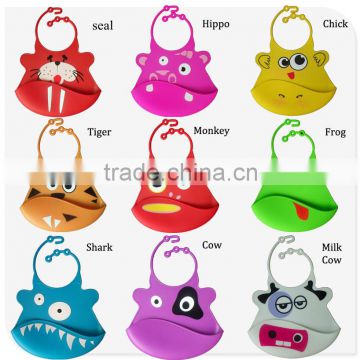 multi-styles animal designs silicone baby bibs