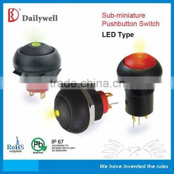 Sub-Miniature Pushbutton Switch LED IP67 With Wire
