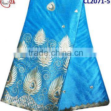 CL2071-5 New design high quality African big embroidered t blue Velvet lace softly material for making dress