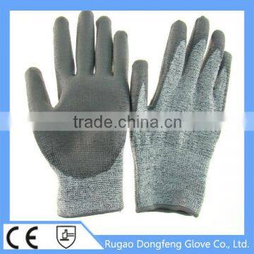 High Quality HMWPE 5 Level PU Coated Anti Cut Glove Palm Dipped Gloves