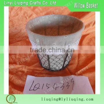 Factory wholesale round iron metal chichken wire storage basket with liner