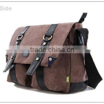 2015 Men's Vintage Canvas Leather School Military Shoulder Bag Messenger Travel Bag