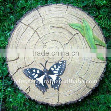 Polyresin Butterfly With Leaves Garden Stepping Decoration Craft