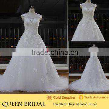 New Fashion Scoop Neck Sleeveless Patterns Of Lace Sequined Elegant China Custom Made Wedding Dress                        
                                                Quality Choice