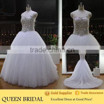 Luxury Wedding Dress Ball Gown Sweetheart Crystal Tulle QUEEN BRIDAL