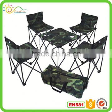 Portable folding table and chair set for outdoor camping and picnic