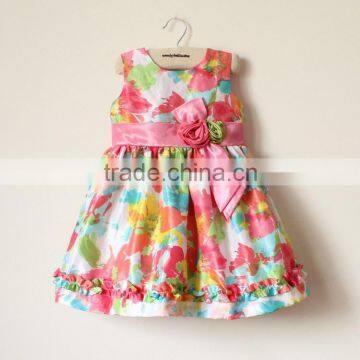 fashion design Organic Cotton girl dress with bow european style