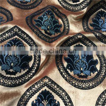 100%polyester flocking with sliver on velvet fabric