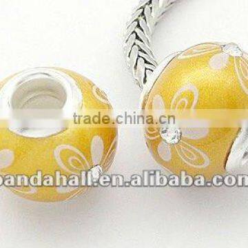 Handmade Polymer Clay European Beads, Goldenrod Jewelry Beads(FPDL-H002-4)