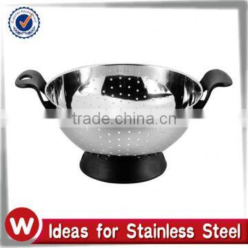 Stainless Steel Colander with plastic handle and base