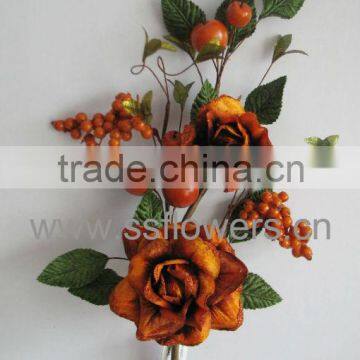 Christmas Items ,Artificial Flower, 27" Christmas Rose Spray